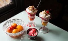 Poached Peaches, Knickebocker Glory and Peach Melba