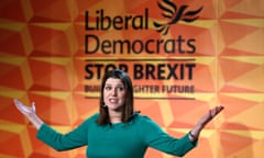 Jo Swinson launches her party’s manifesto in north London.