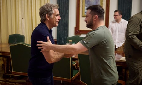 'You're my hero': Ben Stiller meets Volodymyr Zelenskiy on trip to Ukraine – video