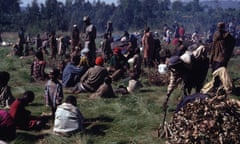 Rwandan Tutsi refugees flee across the border into Burundi in April 1994 as the Hutus committed genocide in a 100 day civil war.