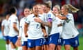 England's Lauren James celebrates with her teammates after firing home their third goal