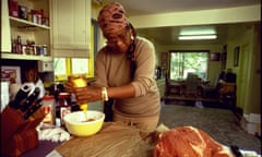 Author Maya Angelou preparing beef marinade at kit<br>NORTH CAROLINA, UNITED STATES - SEPTEMBER 06: Author Maya Angelou preparing beef marinade at kitchen counter for party in honor of writers Toni Morrison &amp; Rita Dove, at home; Winston-Salem. (Photo by Will McIntyre/The LIFE Images Collection via Getty Images/Getty Images)