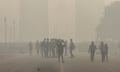 Heavy smog at Rajpath in Delhi, where there is concern pollution could aggravate the Covid-19 situation. 