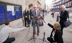 Chris Mullin court case<br>Chris Mullin speaks to the media outside the Old Bailey in London, following his successful challenge to an application by West Midlands Police requiring him to disclose source material dating back to his investigation in 1985 and 1986 relating to the 1974 Birmingham pub bombings. Picture date: Tuesday March 22, 2022. PA Photo. In his book Error Of Judgement, and a series of documentaries, Mr Mullin, a former MP and minister, helped expose one of the worst miscarriages of justice, leading to the release of the Birmingham Six after their convictions were quashed in 1991. West Midlands Police is now using the Terrorism Act to bring the production order application. See PA story COURTS Mullin. Photo credit should read: Jonathan Brady/PA Wire