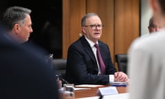 Prime Minister Anthony Albanese is seen during a federal cabinet meeting