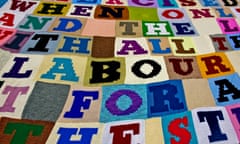 A giant knitted poem unveiled outside the British Library.