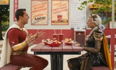 Power couple … Zachary Levi and Helen Mirren in Shazam! Fury of the Gods.