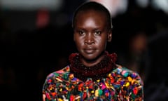 Alek Wek models Dries Van Noten in Paris