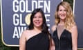 Monica Ramirez with Laura Dern at the 75th Annual Golden Globe Awards