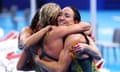 Lani Pallister of Australia embraces teammates