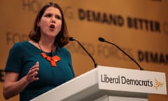 Jo Swinson speaking at the Lib Dem conference in Brighton