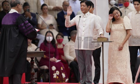 Marcos Jr pays tribute to dictator father as he is sworn in as president of the Philippines – video