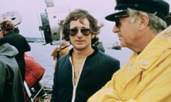 Steven Spielberg on the set of ‘Jaws’ in 1975