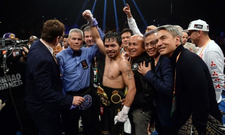 ‘We'll fight again if you want’: Manny Pacquiao to Floyd Mayweather after Broner fight – video