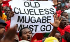 MDC-T youth supporters hold up a sign during the protest.