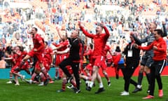 The Hornchurch squad celebrate with the fans.