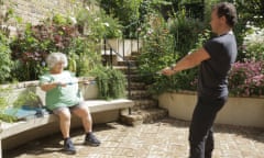 Programme Name: Miriam’s Big Fat Adventure - TX: n/a - Episode: n/a (No. 1) - Picture Shows: with her personal trainer, Alex Miriam Margolyes - (C) Wild Pictures - Photographer: Production