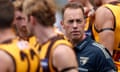 AFL Rd 2 - Hawthorn v Richmond<br>MELBOURNE, AUSTRALIA - MARCH 28: Alastair Clarkson, Senior Coach of the Hawks addresses his players during the 2021 AFL Round 02 match between the Hawthorn Hawks and the Richmond Tigers at the Melbourne Cricket Ground on March 28, 2021 in Melbourne, Australia. (Photo by Michael Willson/AFL Photos via Getty Images)