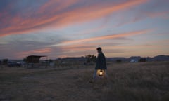 This image released by Searchlight Pictures shows Frances McDormand in a scene from the film “Nomadland” by Chloe Zhao. McDormand stars as a woman living rootlessly across the American West after the Great Recession. (Searchlight Pictures via AP)