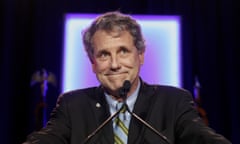 Sherrod Brown<br>FILE - In this Nov. 6, 2018 file photo, Sen. Sherrod Brown, D-Ohio, reacts as he speaks to the audience during the Ohio Democratic Party election night watch party in Columbus, Ohio. An all-Ohio presidential election in 2020? You would get very long odds in Vegas against that happening. It is possible, though, with two of the state’s most popular politicians considering running. Republican Gov. John Kasich ran in 2016 and seems ready to try again in 2020. Brown says he’s seriously considering a run. (AP Photo/John Minchillo, File)