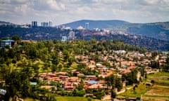 View of the downtown Kigali skyline from the Inzora Rooftop Cafe