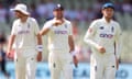 Joe Root leads his England players off after New Zealand had completed an eight-wicket win in the second Test.