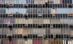 High rise building exterior with air-conditioning units