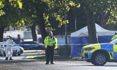 The scene outside Ascot Drive police station in Derby, where Marius Ciolac was shot on Friday morning