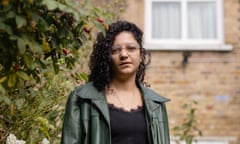 Portrait of a young Egyptian activist, Sanaa Seif, photographed in her friend's garden in London.