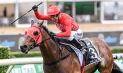 Jockey Kerrin McEvoy after riding Redzel to win the Everest at Royal Randwick Racecourse last year.