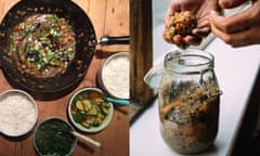 Everything tastes better with pickles and chilli: Sichuanese fish and fragrant aubergines and a huge jar of preserved lemons.