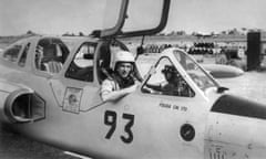 Jan van Risseghem at the controls of an Avikat Fouga jet.