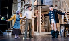 Meera Syal, Lloyd Owen, Simon Rouse and Enyi Okoronkwo in Noises Off.