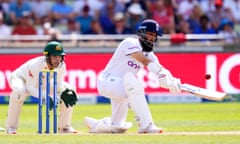 Moeen Ali batting for England against Australia.