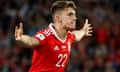 Ben Woodburn celebrates after his goal boosted Wales’s World Cup qualification hopes.