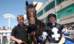 Jockey Hayley Turner and racehorse Professor John at Brighton races. Sport