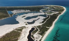 An image of Palmetto Point in Barbuda, showing sand mining and the destruction of natural vegetation.