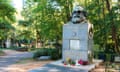 The tomb of Karl Marx in Highgate cemetery, London.