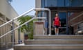 Erik ten Hag arrives for a training session at the UCLA campus in Los Angeles, California.