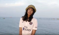 Borders dispute … MIA wears the adapted Paris Saint-Germain shirt in the video to her latest song.