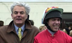 François Doumen with his son, jockey Thierry Doumen, after their victory with  First Gold in the 2000 King George