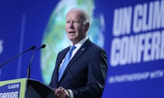 Joe Biden<br>FILE - President Joe Biden speaks during the "Accelerating Clean Technology Innovation and Deployment" event at the COP26 U.N. Climate Summit, Nov. 2, 2021, in Glasgow, Scotland. A federal judge in Louisiana on Friday, Feb. 11, 2022, blocked the Biden administration's move to increase the government's cost estimate of future damages caused by greenhouse gas emissions, a key component of federal rules for oil and gas drilling, automobiles and other industries. (AP Photo/Evan Vucci, Pool, File)
