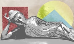 stylised illustration of reclining buddha