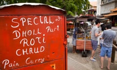 Mauritius, Grand Baie, public beach, dholl puri and roti chaud food stalls<br>EBEC8T Mauritius, Grand Baie, public beach, dholl puri and roti chaud food stalls