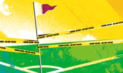 Illustration of crime scene tape wrapped around a corner flag