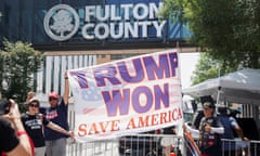 Supporters of Donald Trump outside the Fulton County Justice centre in Atlanta, Georgia.