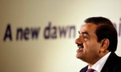 Gautam Adani speaking at a ceremony after the Adani Group bought Haifa Port, in Israel, in January.