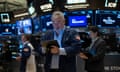 Traders work on the floor of the New York Stock Exchange.