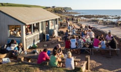 The Beach House beach cafe at South Milton Sands near Thurlestone in the South Hams in Devon<br>JX64Y8 The Beach House beach cafe at South Milton Sands near Thurlestone in the South Hams in Devon