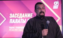 Steven Seagal speaking at the A Just Russia – Patriots – For Truth party meeting in Moscow